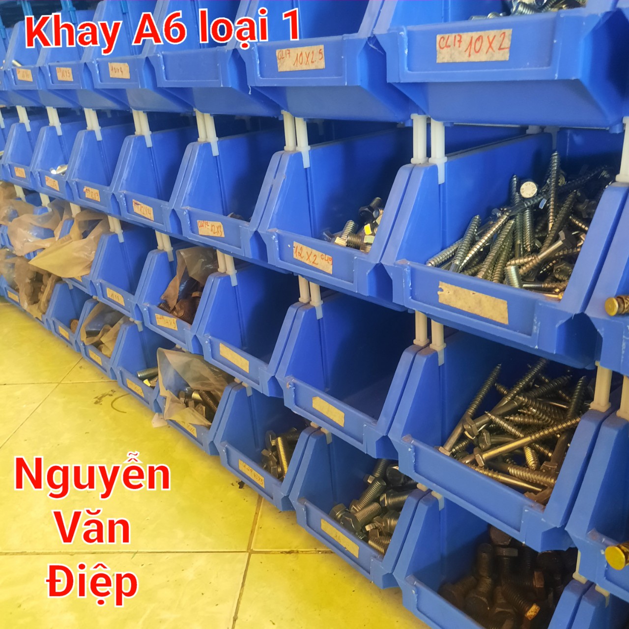 Combo 10 khay nhựa A6 loại đẹp nhựa Bình Thuận đựng hàng hóa, ốc vít kích thước 24x15x12cm + kèm 40 chân chống khay