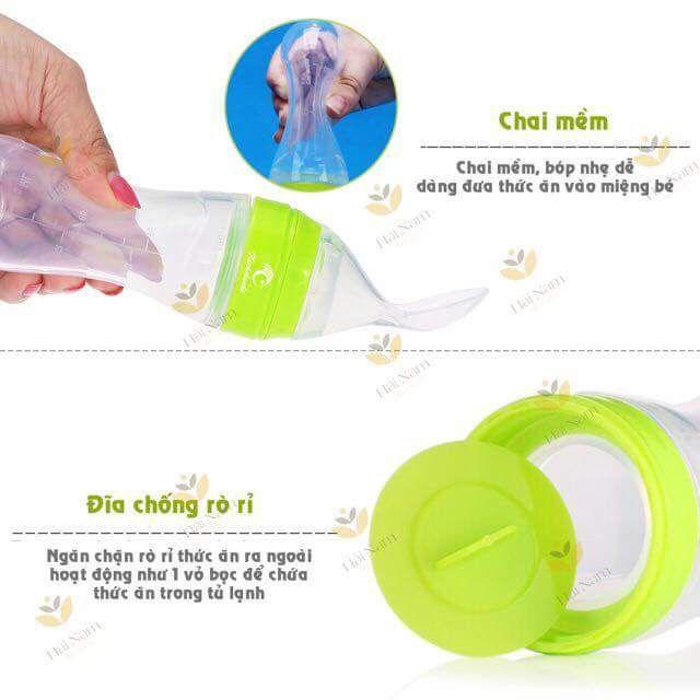 Bình Thìa Ăn Dặm , Bình Thìa Silicon Kichilachi Cho Bé