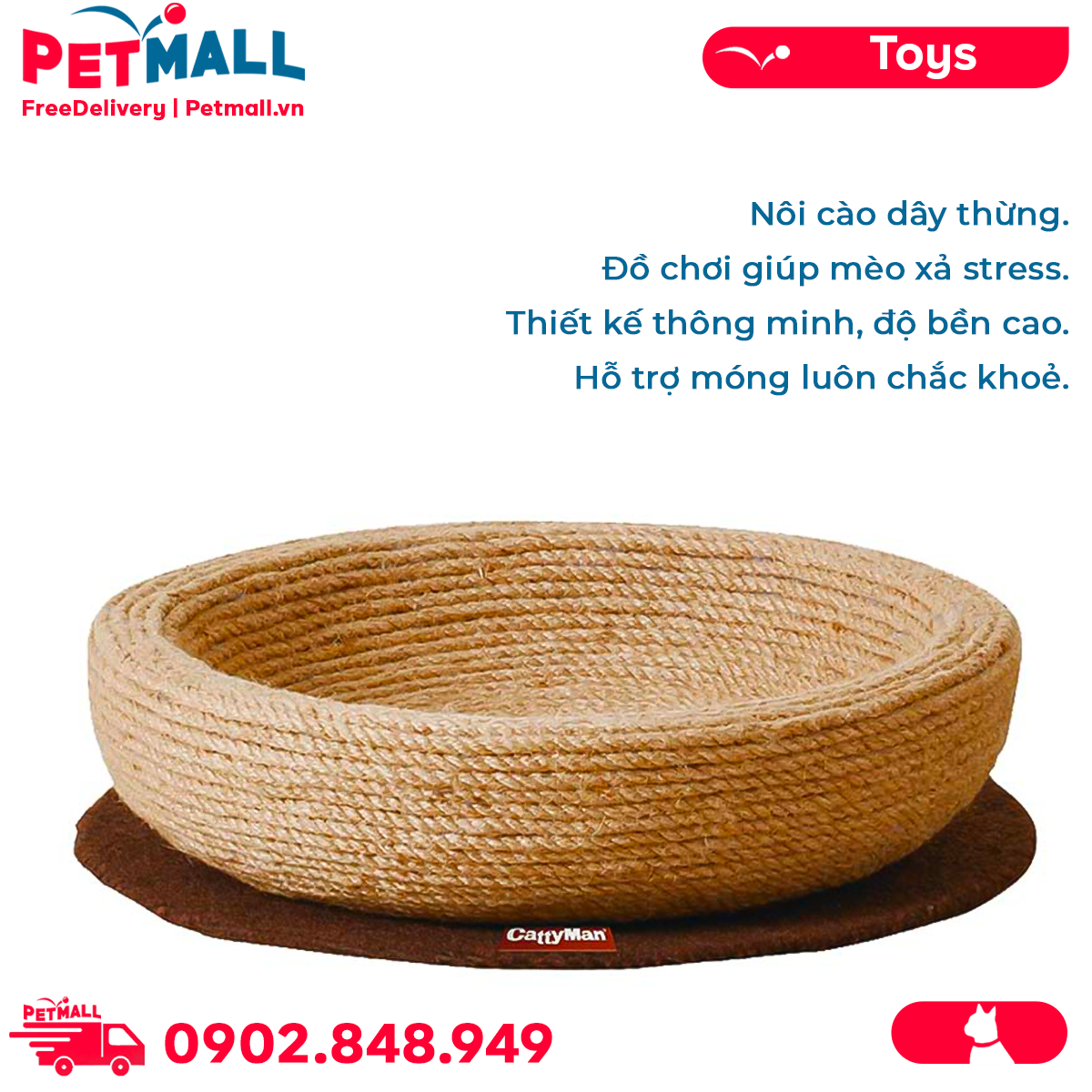 Nôi cào móng CattyMan Scractcher - Dây thừng Petmall