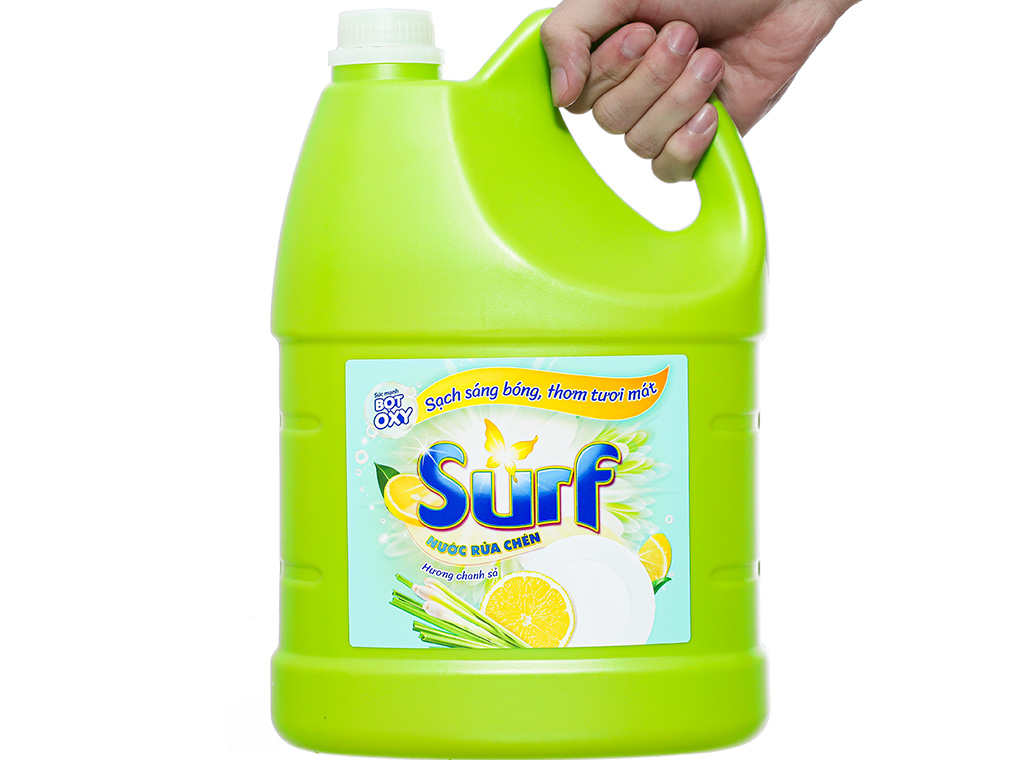 Nước Rửa Chén Surf Hương Chanh Sả (Xanh) Can 3.6KG