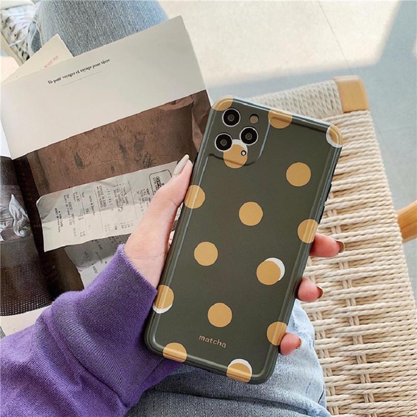 Ốp lưng iphone cao cấp full viền ốp silicon chấm bi matcha dành cho iphone6/ iphone 6 plus/ iphone 7/ iphone 7plus/ iphone 8/ iphone 8plus/ iphone X/ iphone Xs max/ iphone 11/ iphone 11 pro/ iphone 11 pro max
