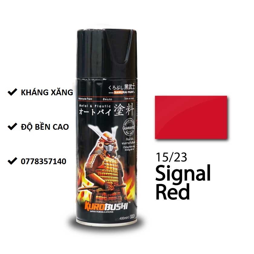 15/23 sơn xịt samurai màu đỏ nổi bật