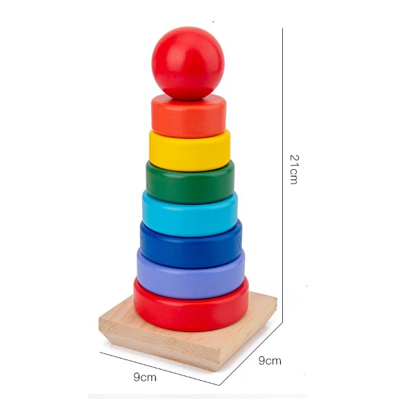 Đồ chơi tháp cầu vồng gỗ size lớn cho bé