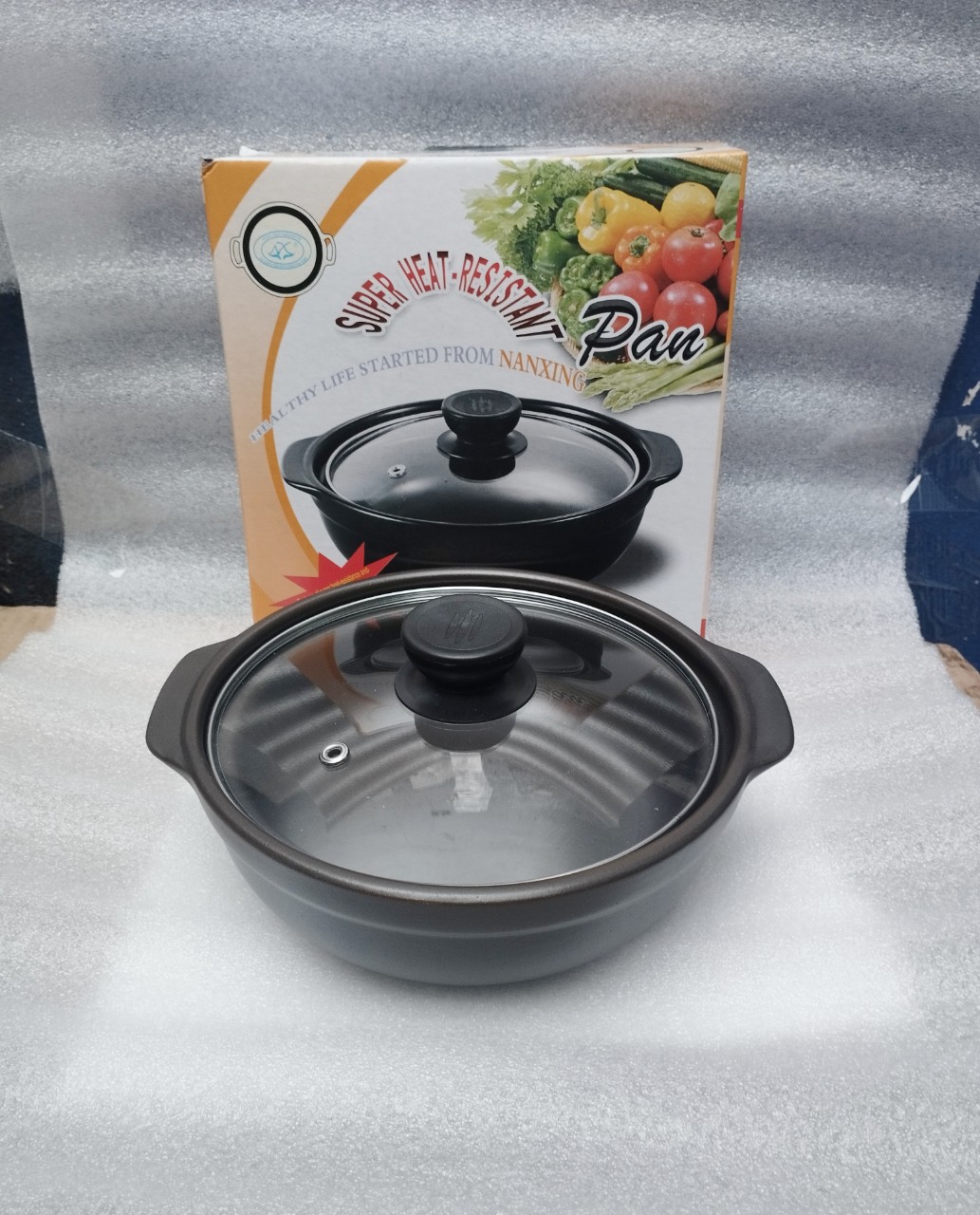 Nồi đất đỉnh cạn 7 inch nắp kiếng - nồi nấu mì cay