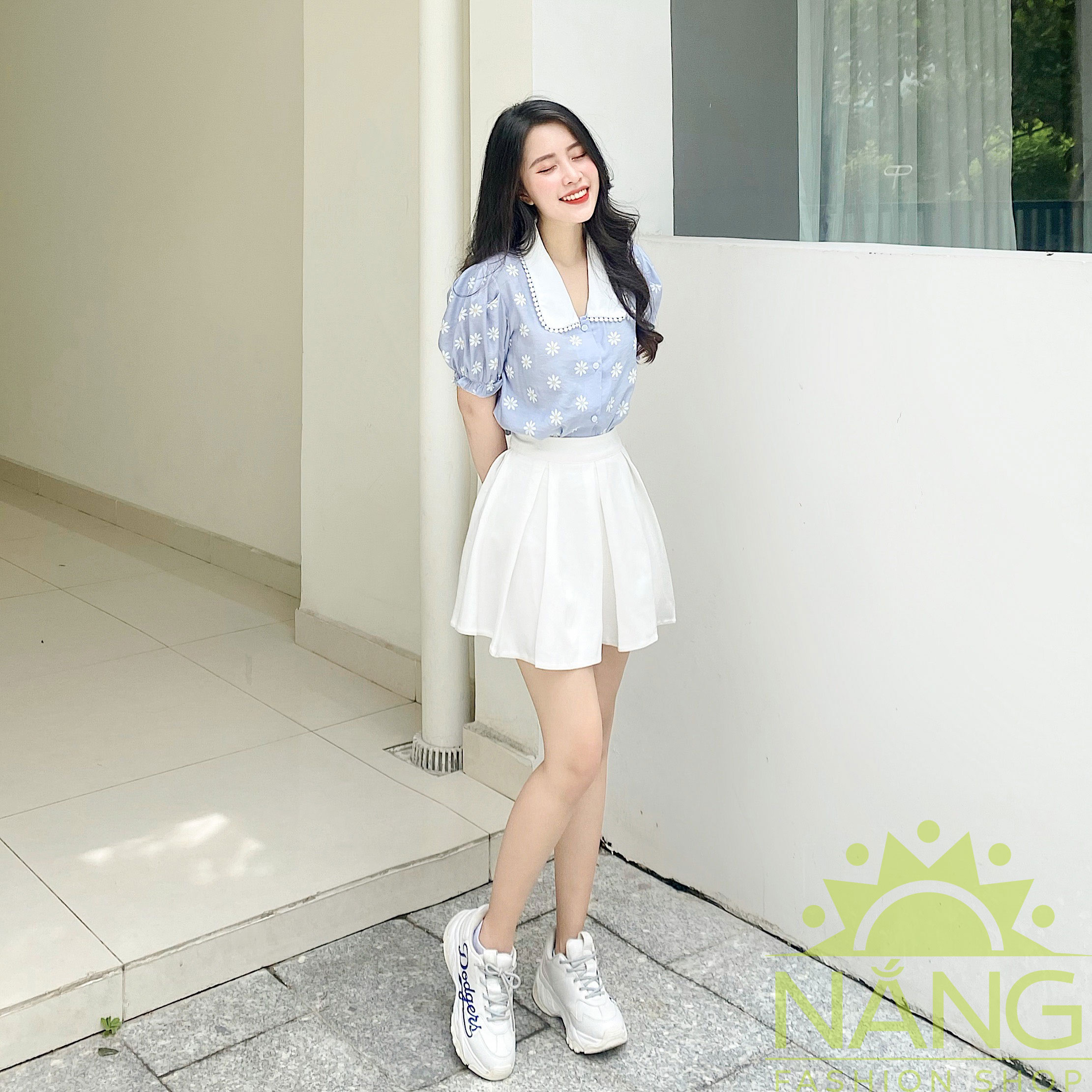 ÁO SƠ MI NỮ CÔNG SỞ CỔ SEN HOA CÚC MS91