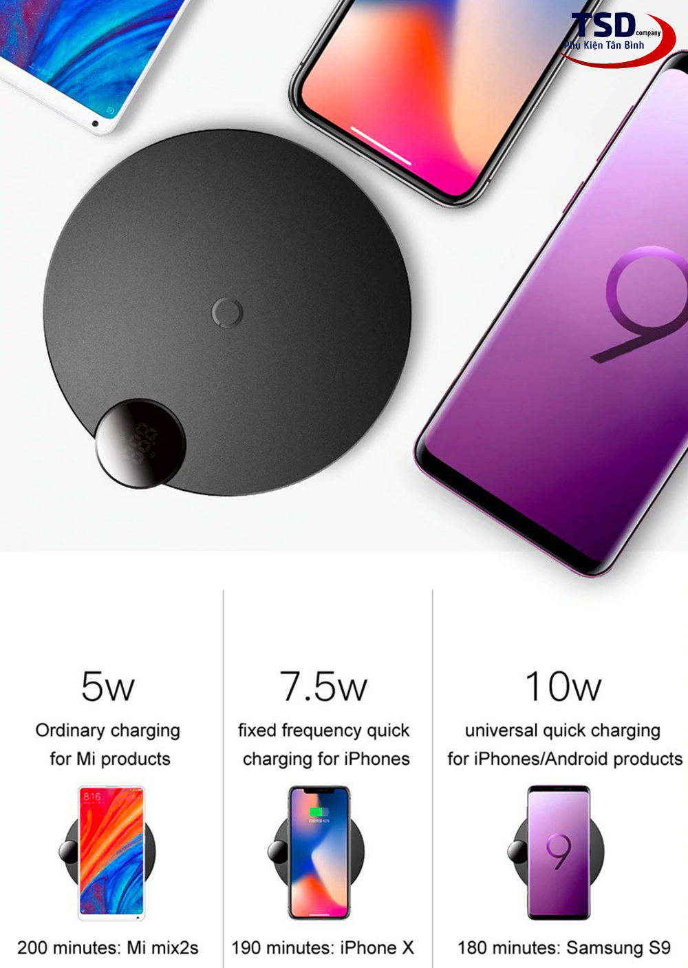 [HCM]Đế Sạc Nhanh Không Dây Baseus Digital LED Display ( Qi Wireless Quick Charger )