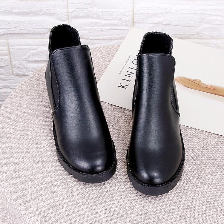 Bốt nữ chất da lỳ màu đe cổ chun co giãn tiện dụng đế 4p
