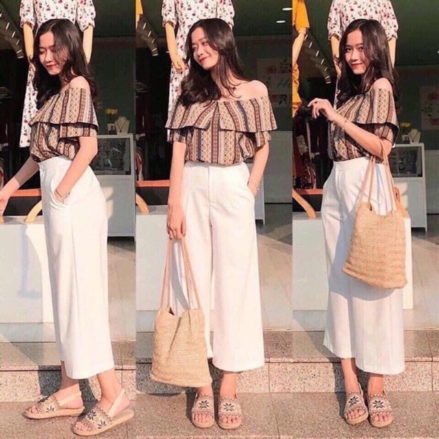 Quần đũi xuông ống rộng khóa thật