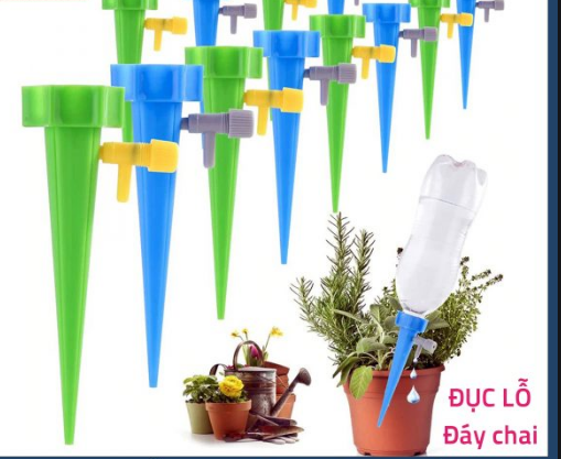 Bộ 10 Đầu tưới nhỏ giọt tự động gắn chai nước (cao cấp)