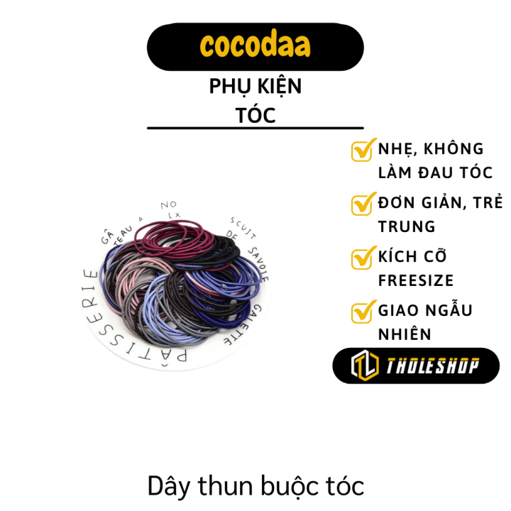 Dây cột tóc - Set 100 dây cột tóc trơn dây cột tóc thun buộc tóc giá rẻ - Dây buộc tóc có túi zip phụ kiện cho tóc