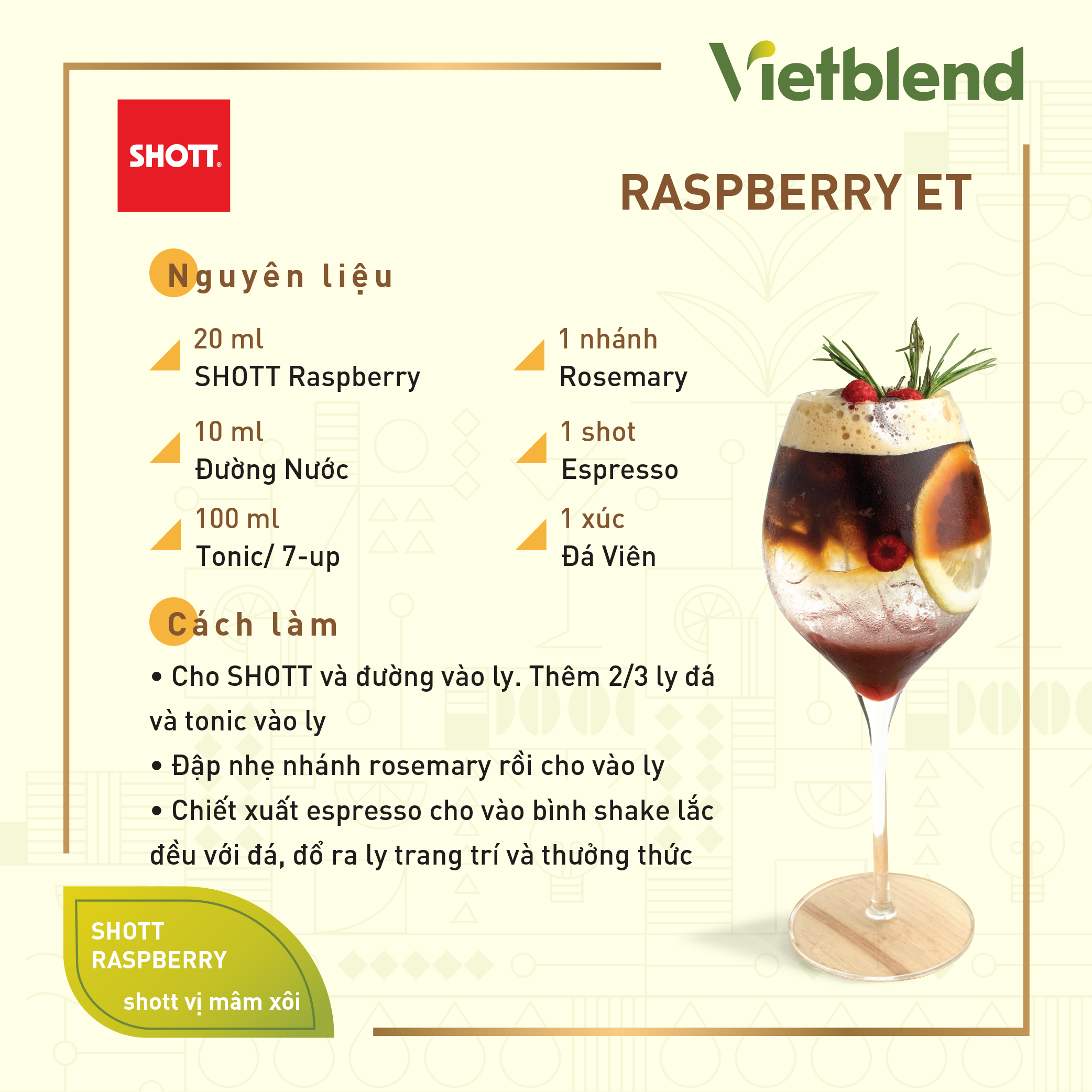 Syrup Pha Chế SHOTT - Vị Mâm Xôi (Raspberry) - Chai 1L