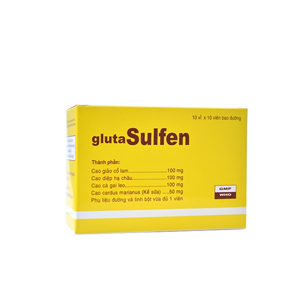 Viên uống Giảo Cổ Lam Diệp Hạ Châu Cà Gai Leo Kế Sữa - Gluta Sulfen Hộp 100 viên - giải độc gan - bảo vệ gan