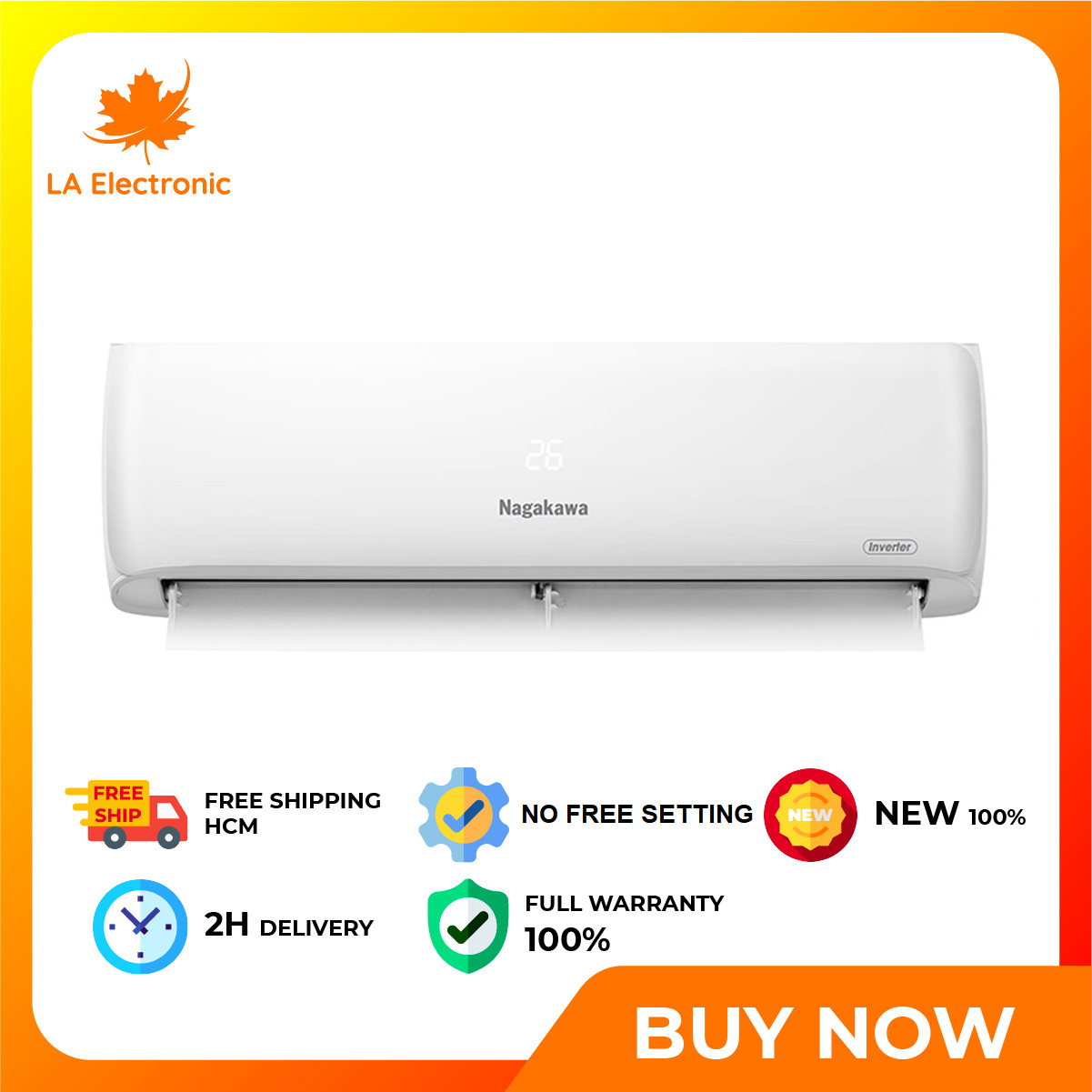 Air conditioner Nagakawa Inverter 1.0 HP NIS-C09R2H08 – Free shipping HCM Super Mode helps the air conditioner to work more efficiently. Clean Mode…