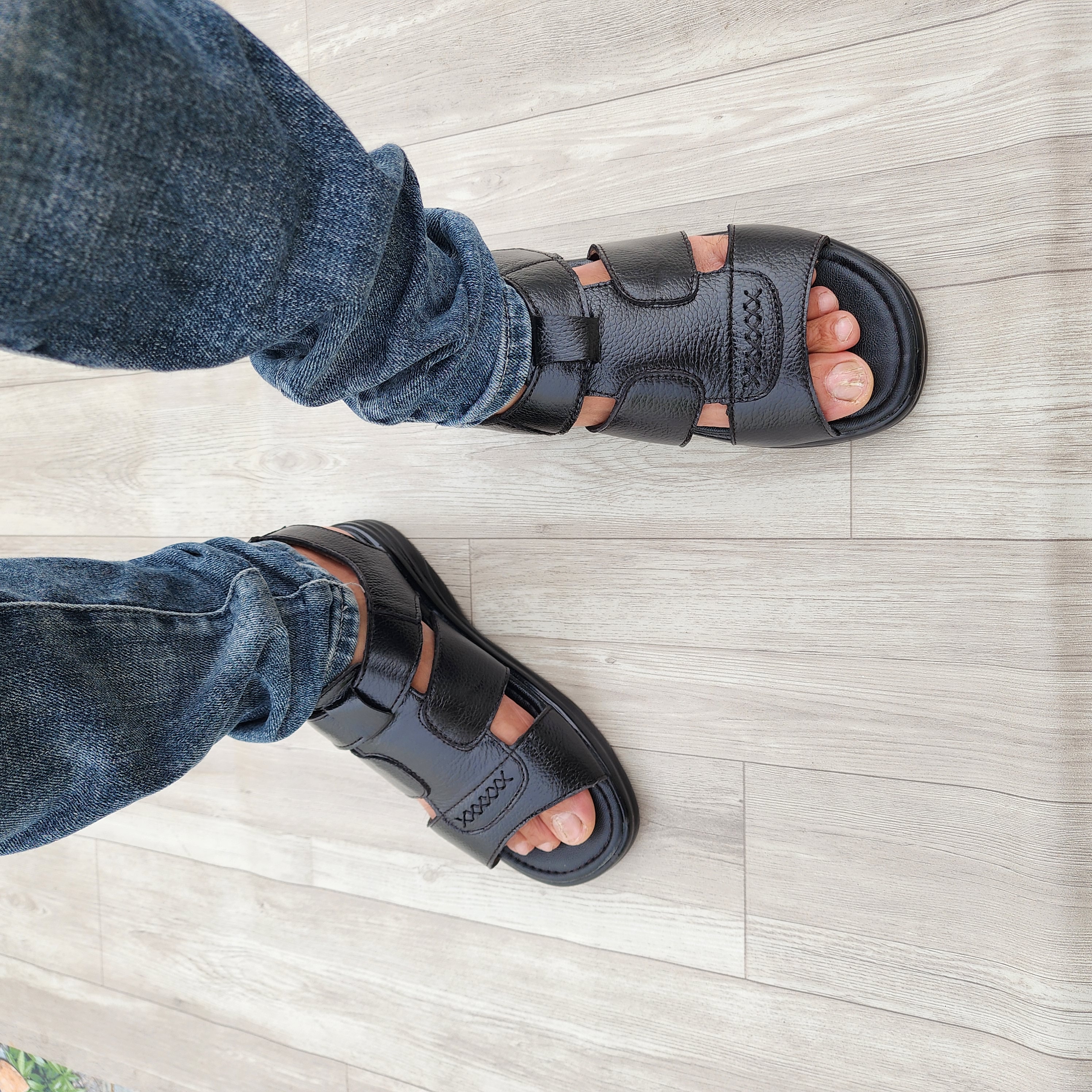 Dép sandal da bò thật 100% đế kếp cao 3cm cực đẹp khâu may chân quai siêu bền V.SN6C