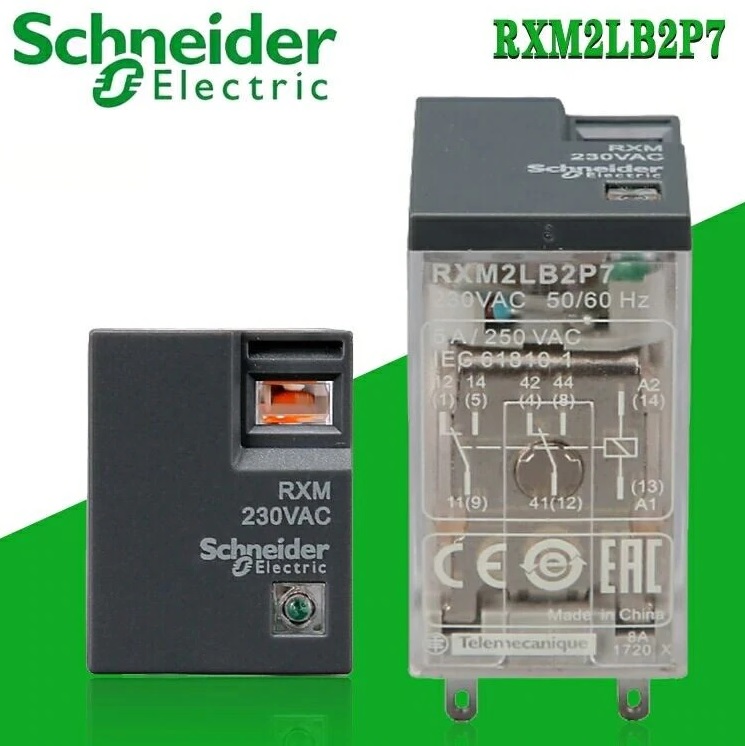 Relay trung gian 8 chân 24v, 220v schneider rxm2lb2p7, rxm2lb2bd