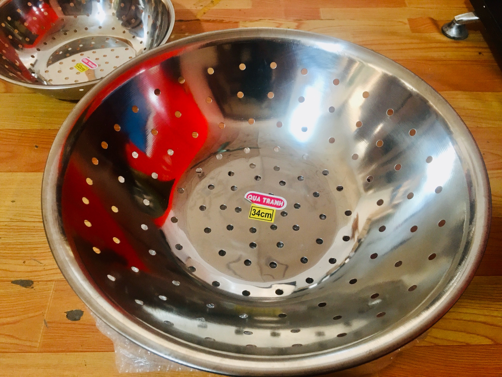Rổ inox 34cm cao cấp, dày dặn