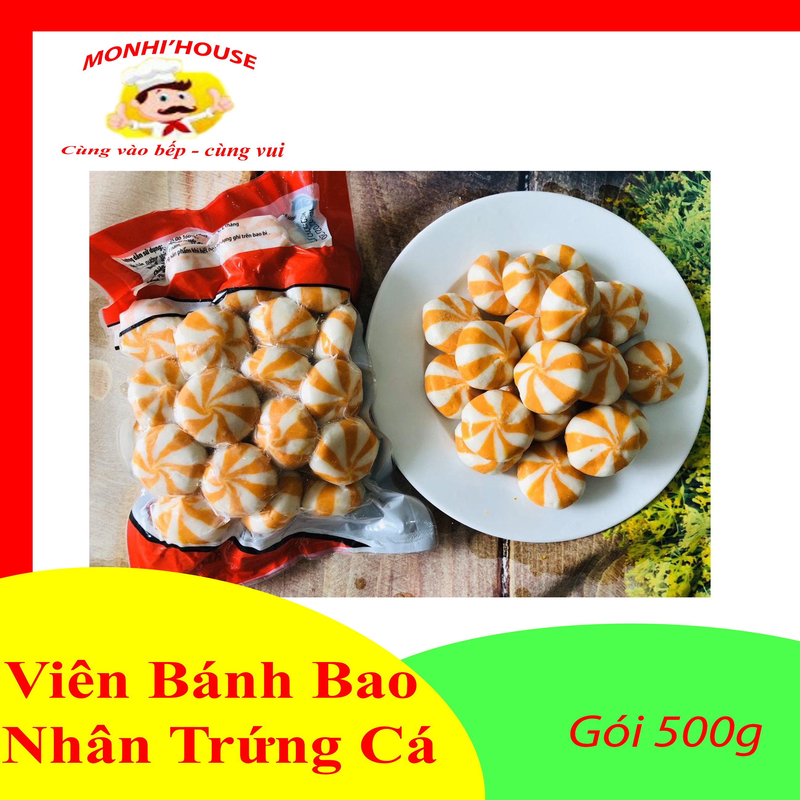 Gói 450g Viên Thả Lẩu Nhân Trứng Cá nhím Phu Mark màu Cam