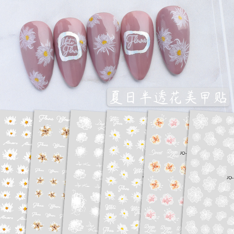 Miếng Dán , Sticker Dán Trang Trí Móng Tay 3D Siêu Mỏng Hình Hoa