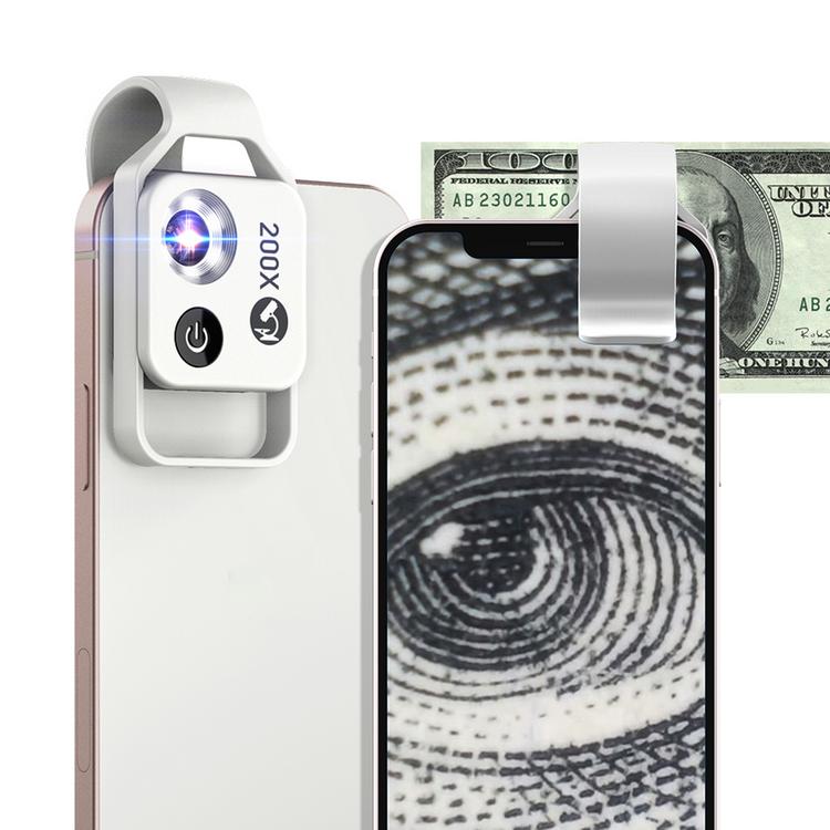 Portable Digital Microscope 200X Mini Digital Microscope with Universal Clip for Kids Adults Built-in LED Pocket Microscope for Phone Accessories useful