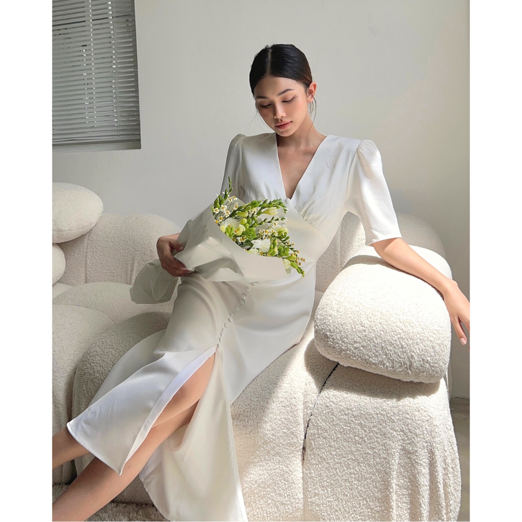 Đầm lụa gân Aelita Midi Dress - C’MEE