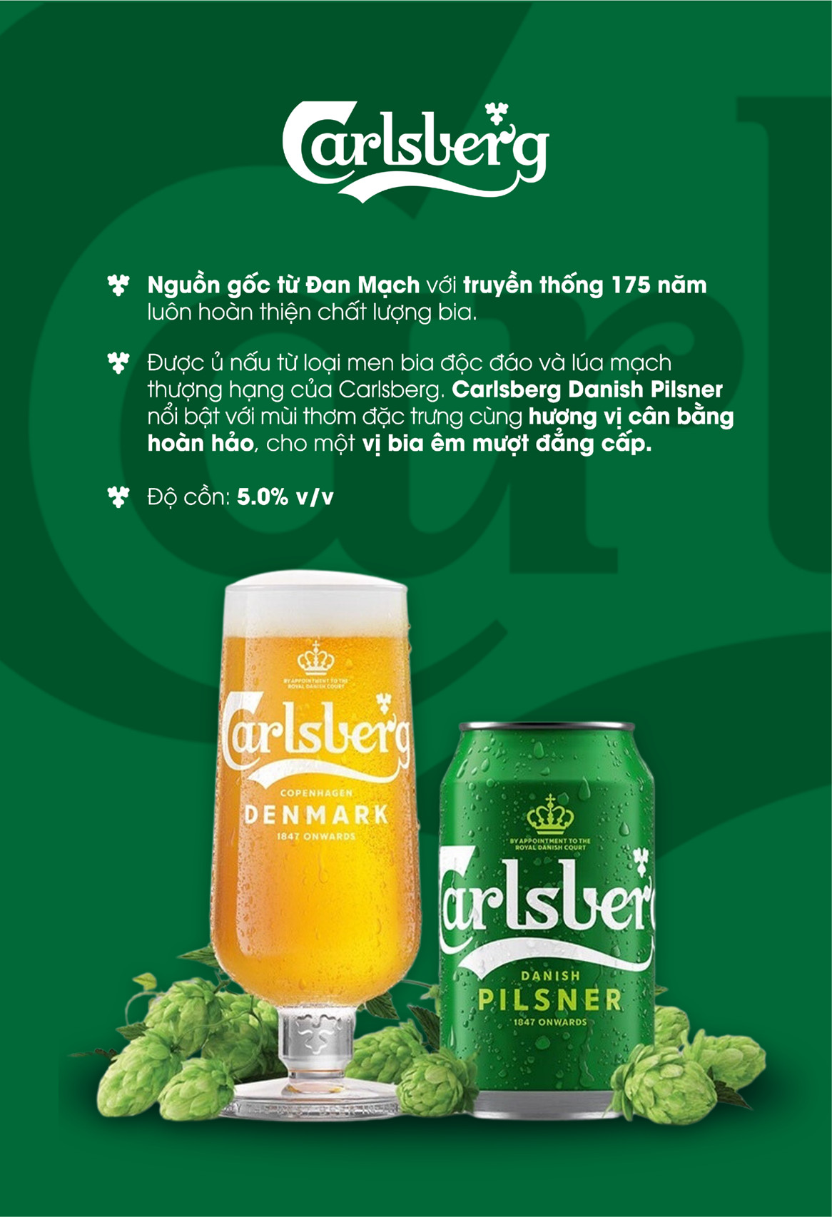 Bia Carlsberg Pilsner lon - 1 thùng 24 lon 330ml
