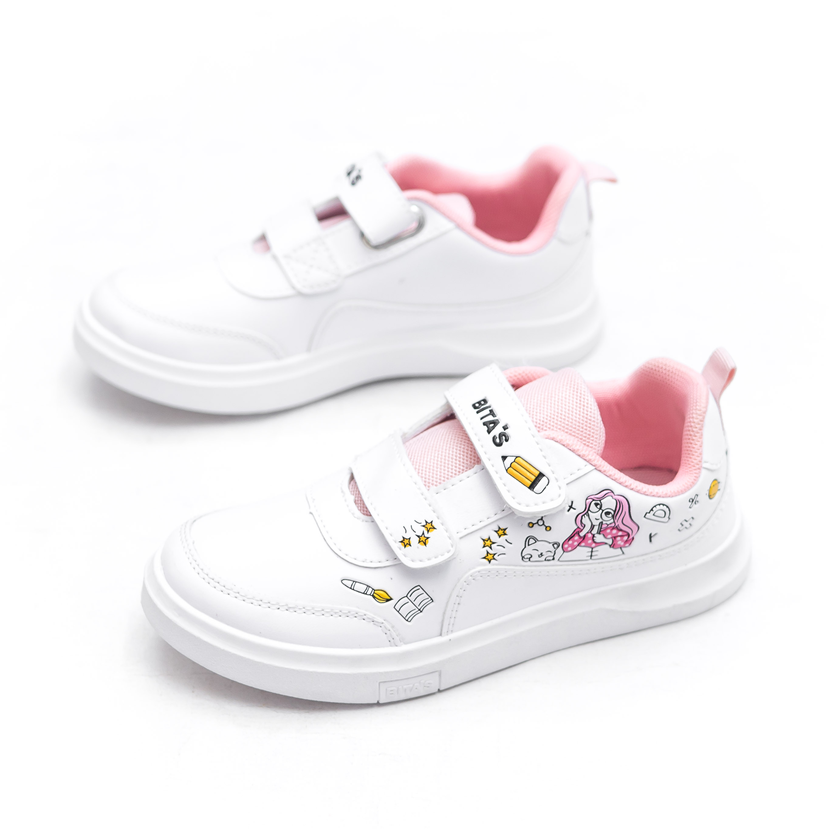 Giày bata thể thao học sinh bé gái bita's hoạt hình xé dán gvbg.104 - bitas girls sport sneakers