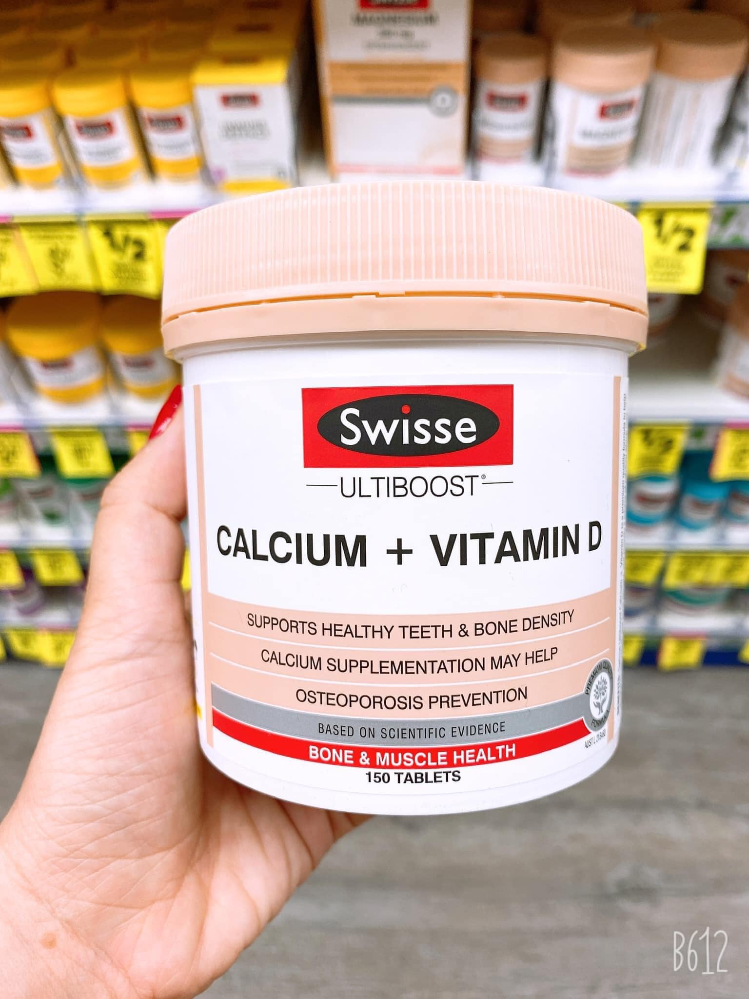 Canxi hữu cơ SWISSE ULTIBOOST CALCIUM VITAMIN D, lọ 150 viên