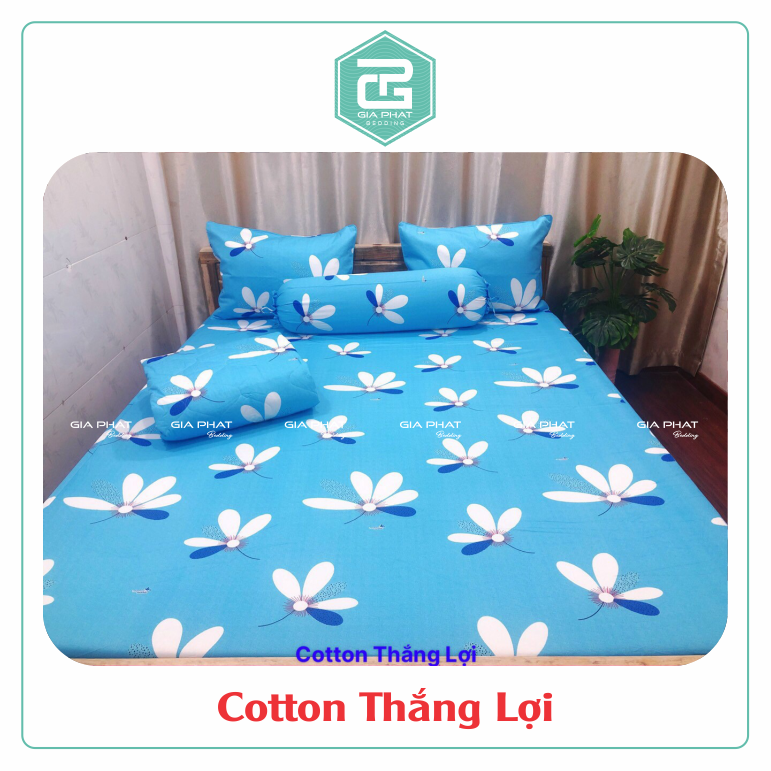 Bộ ga gối Thắng Lợi {4 món} 100% Cotton chuẩn logo họa tiết