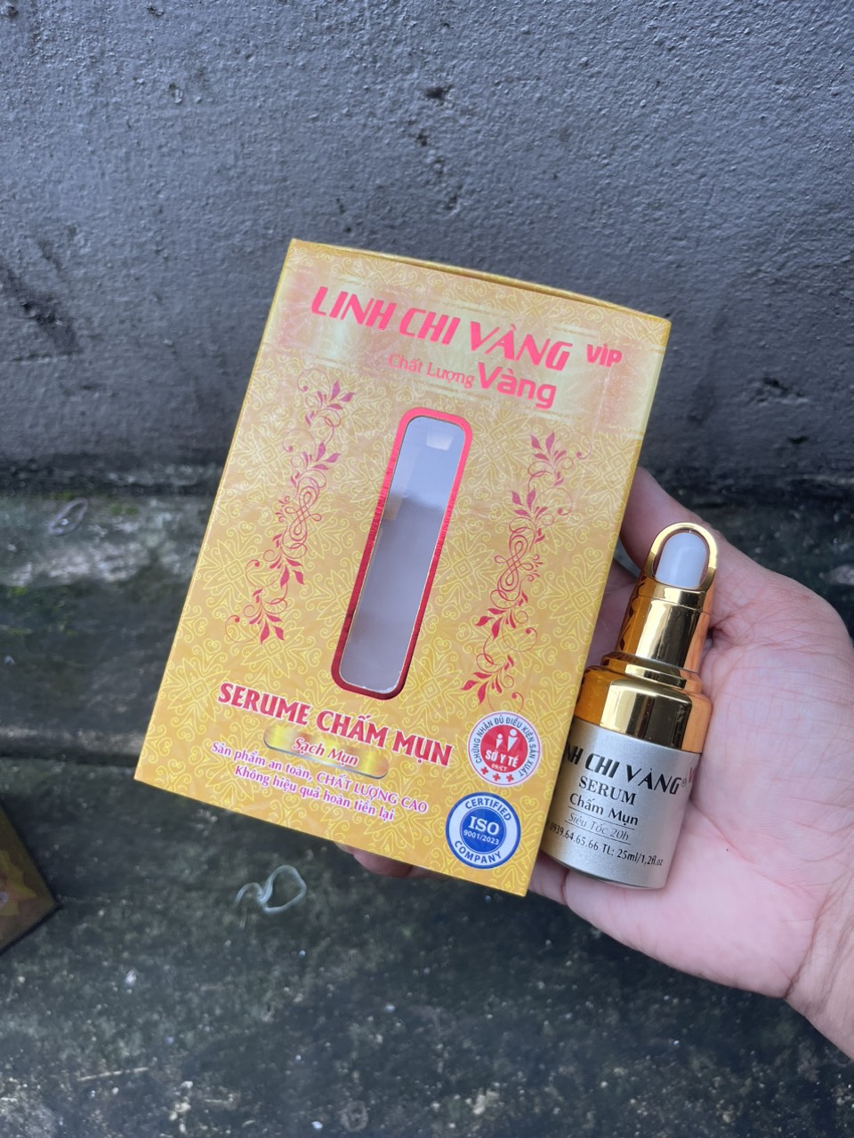 Serum mụn, thâm, trắng da linh chi vàng vip 25ml