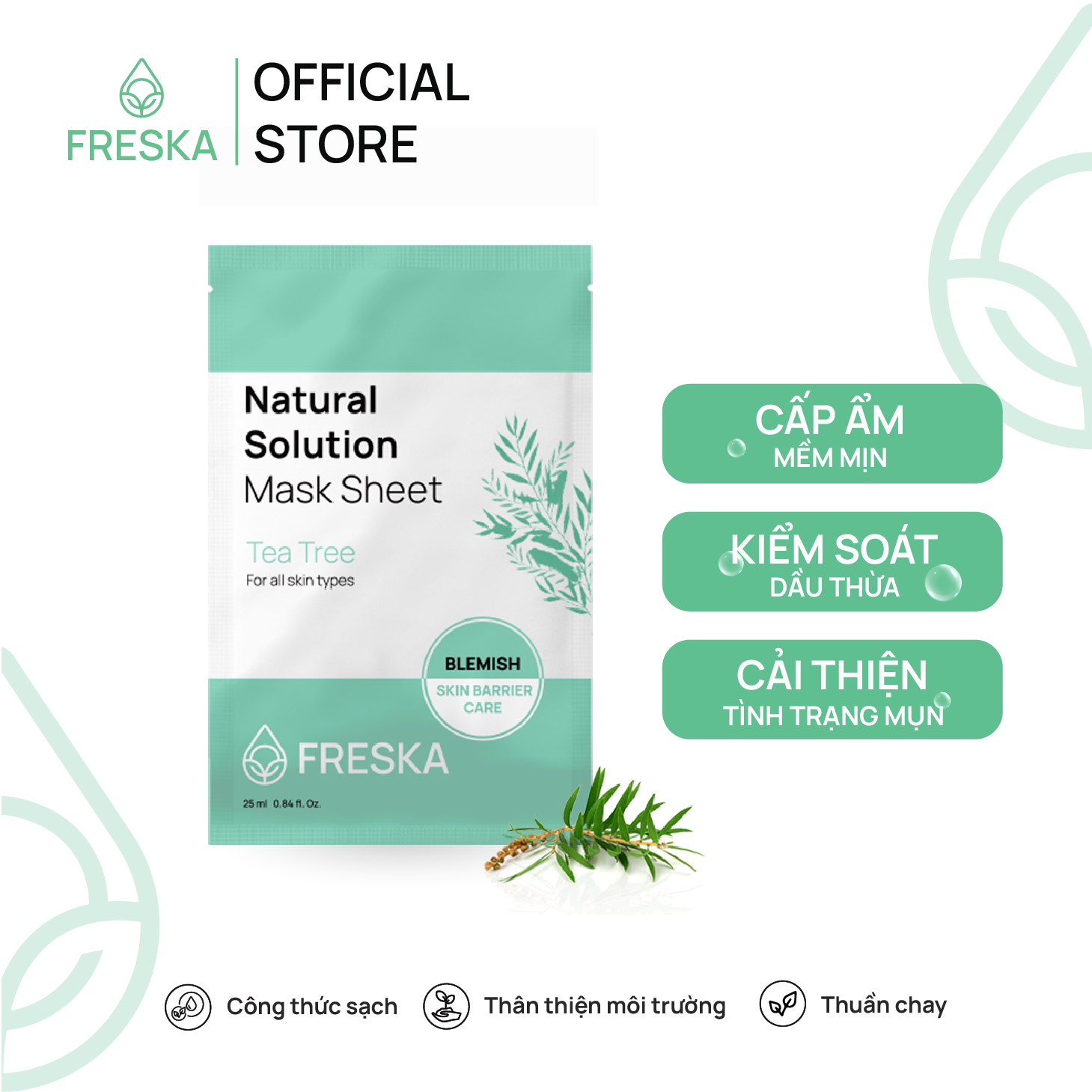 Combo 8 mask Natural Solution Mask Sheet 25ml (2 centella+2 Pomegranate+4 tea tree)