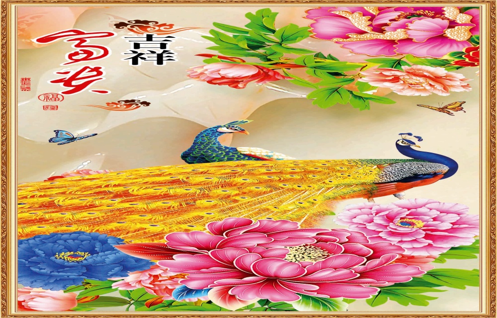 Tranh dán tường 3d con công