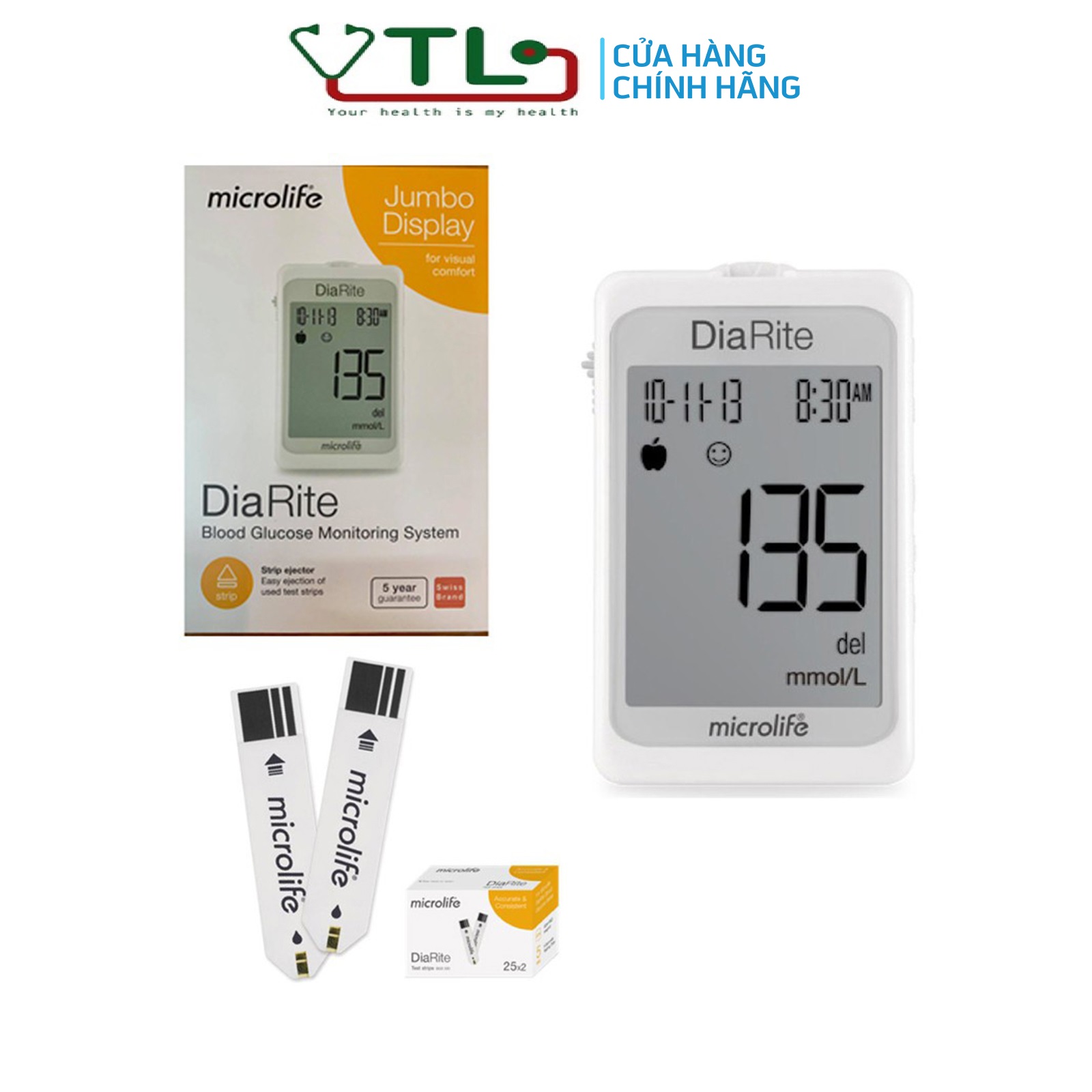 Máy đo đường huyết MICROLIFE DiaRite BGM (Máy + 50 que thử) - YTL