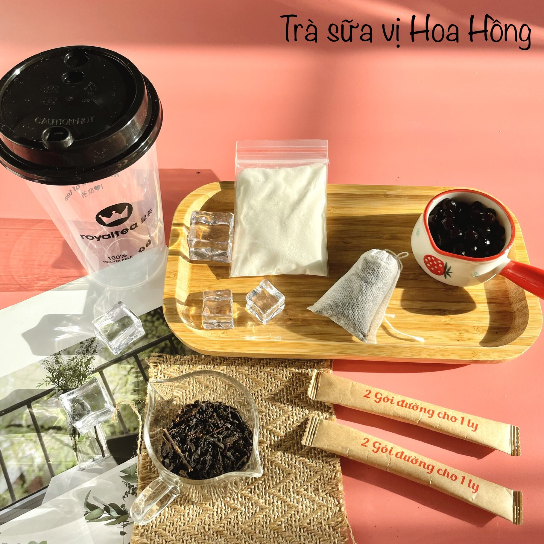 Hcm]Trà Sữa ❤️Freeship❤️ Royaltea Vị Hoa Hồng + Trân Châu Đen Đài Loan Chưa  Nấu. Trà Sữa Royaltea Tự Pha [Chính Hãng] - Mixasale