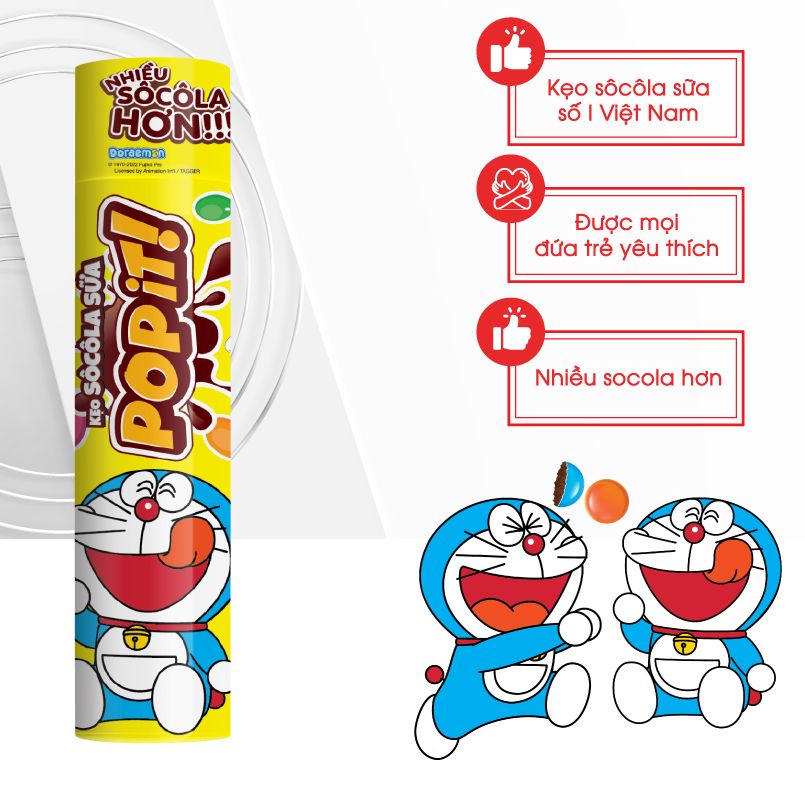 Combo 6 ỐNG Kẹo socola sữa Popit Doreamon 15g | Socola | Đồ ăn vặt