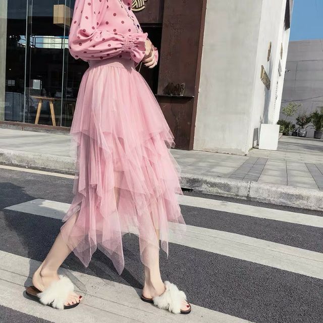 [HCM]Chân váy lưới nhọn pastel