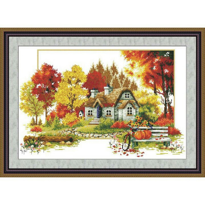 [HCM]Tranh thêu chữ thập Ngôi nhà hạnh phúc F226 chưa thêu