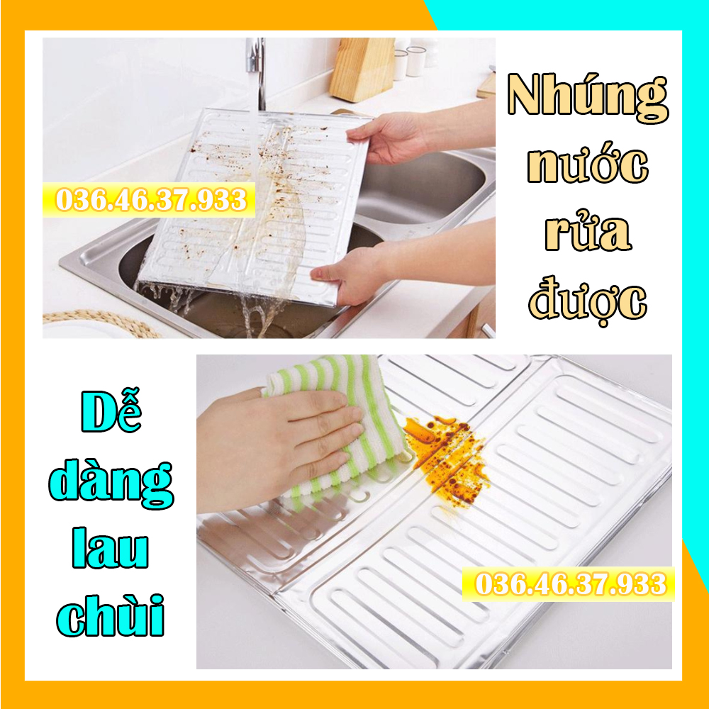 Combo 2 miếng nhôm chắn dầu mỡ bếp ga che gió màu bạc