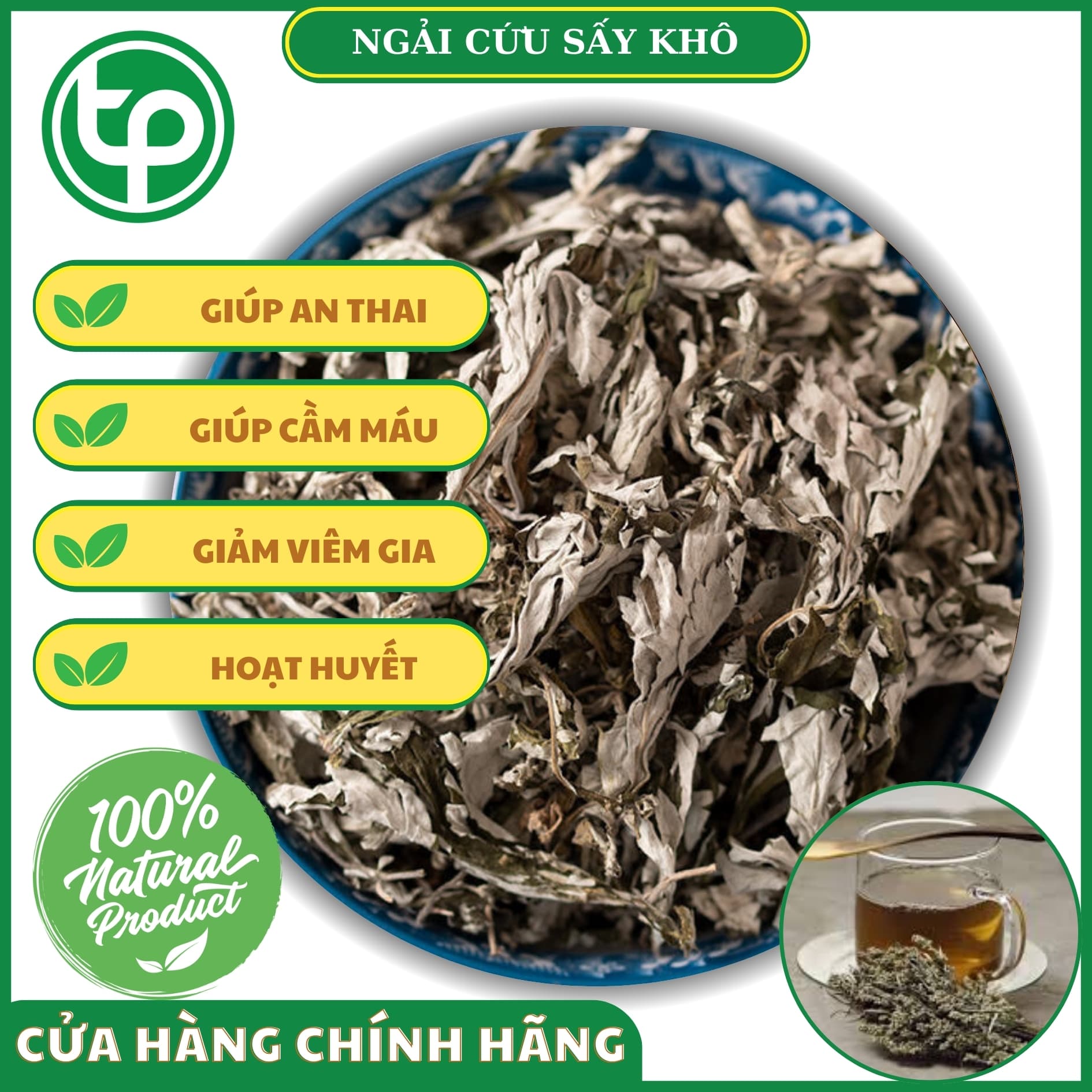Lá ngải cứu khô 500g - Thảo Dược Tấn Phát