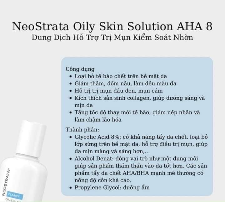 Neostrata Oily Skin Solution Lotion AHA 8% chai full 100ml (chất lỏng)