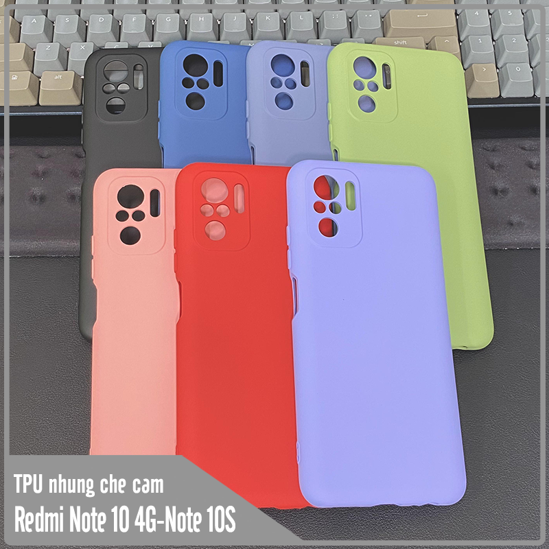 Ốp lưng lót nhung che camera cho Xiaomi Redmi Note 10S - Note 10 4G, nhựa TPU dẻo màu