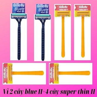 dao cạo râu Gillette Super Thin II/ BLUE II X 6 cái
