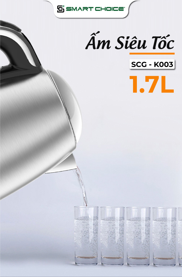 Bình đun nước siêu tốc smartchoice scg-k002 1.7l bộ chỉnh nhiệt strix uk, âm nước siêu tốc 12000 lần đun, bình đun siêu tốc tốc inox 304 đun sôi nhanh, bh 18 tháng