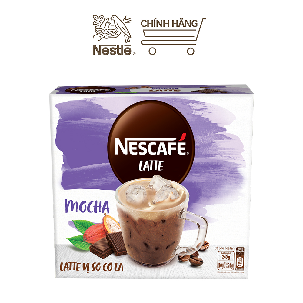 Cà phê hòa tan NESCAFÉ Latte Vị Sô cô la (Hộp 10 gói x 24g)