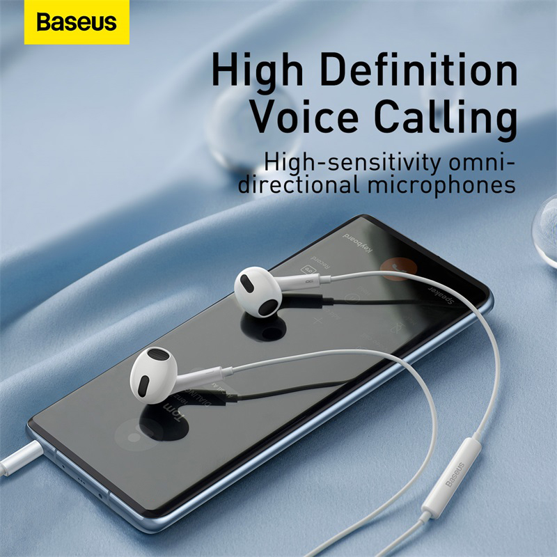Baseus H17 3.5mm Earphones For Samsung Xiaomi Phone Half In Ear Hearphone Wired Headset With Mic For Smart Phone
