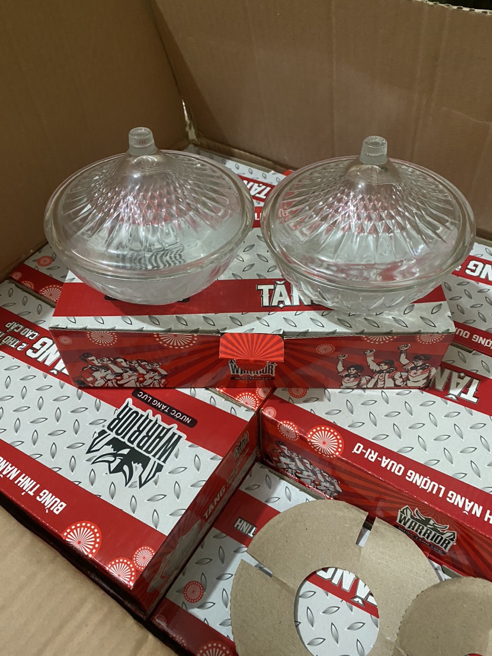 Bộ 2 Thố thủy tinh có nắp đựng mứt, bánh kẹo