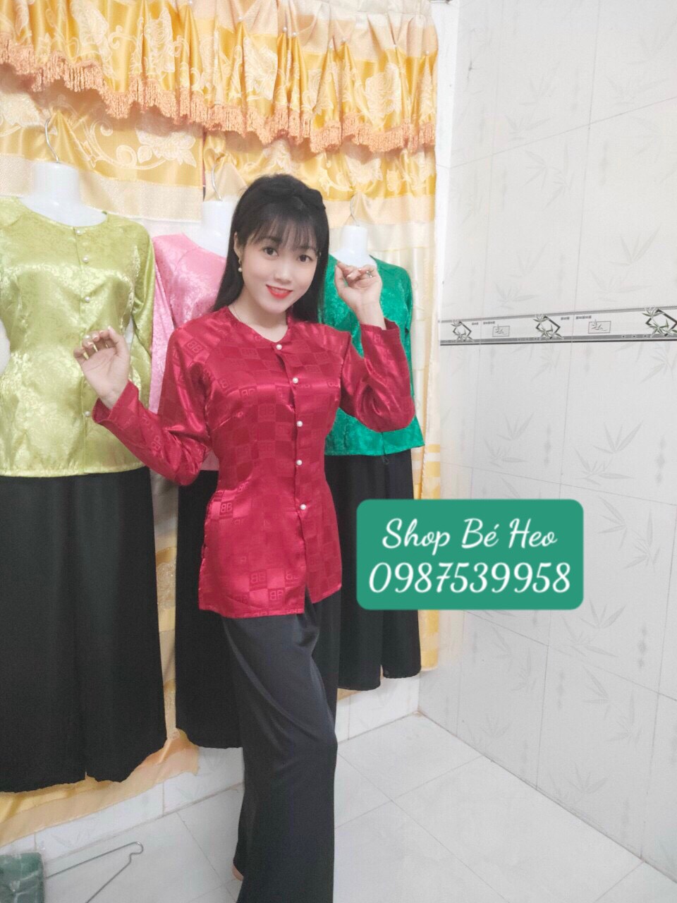 [HCM]ÁO BÀ BA  GẤM CHỮ  B*BCÓ KÈM QUẦN ( B01)