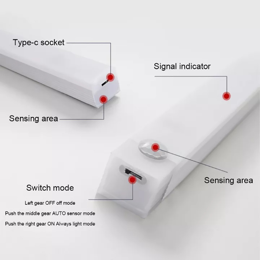 Warmtaste Wireless LED Motion Sensor Night Light USB Rechargeable Under Kitchen Cabinet Lights for Home Wardrobe Bedroom Room Warm White Decoration Lamp