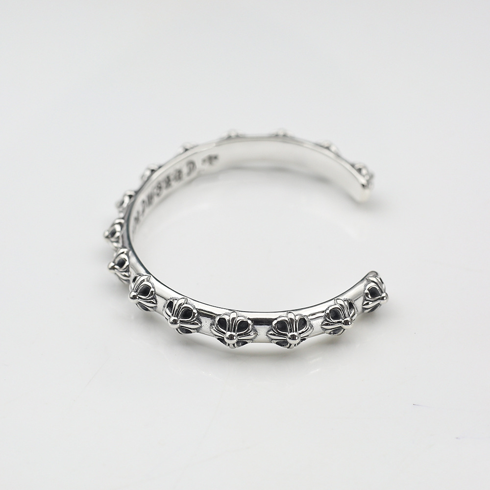 [Ảnh Thật] Lắc tay ,cuff Chrome Heart Floral bạc fullbox cao cấp.