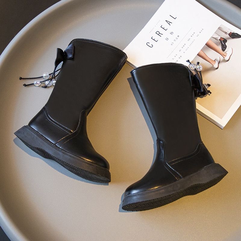 (HÀNG CÓ SẴN)  Boot Đùi Nơ Lót Lông Cho Bé Gái Siêu Điệu.