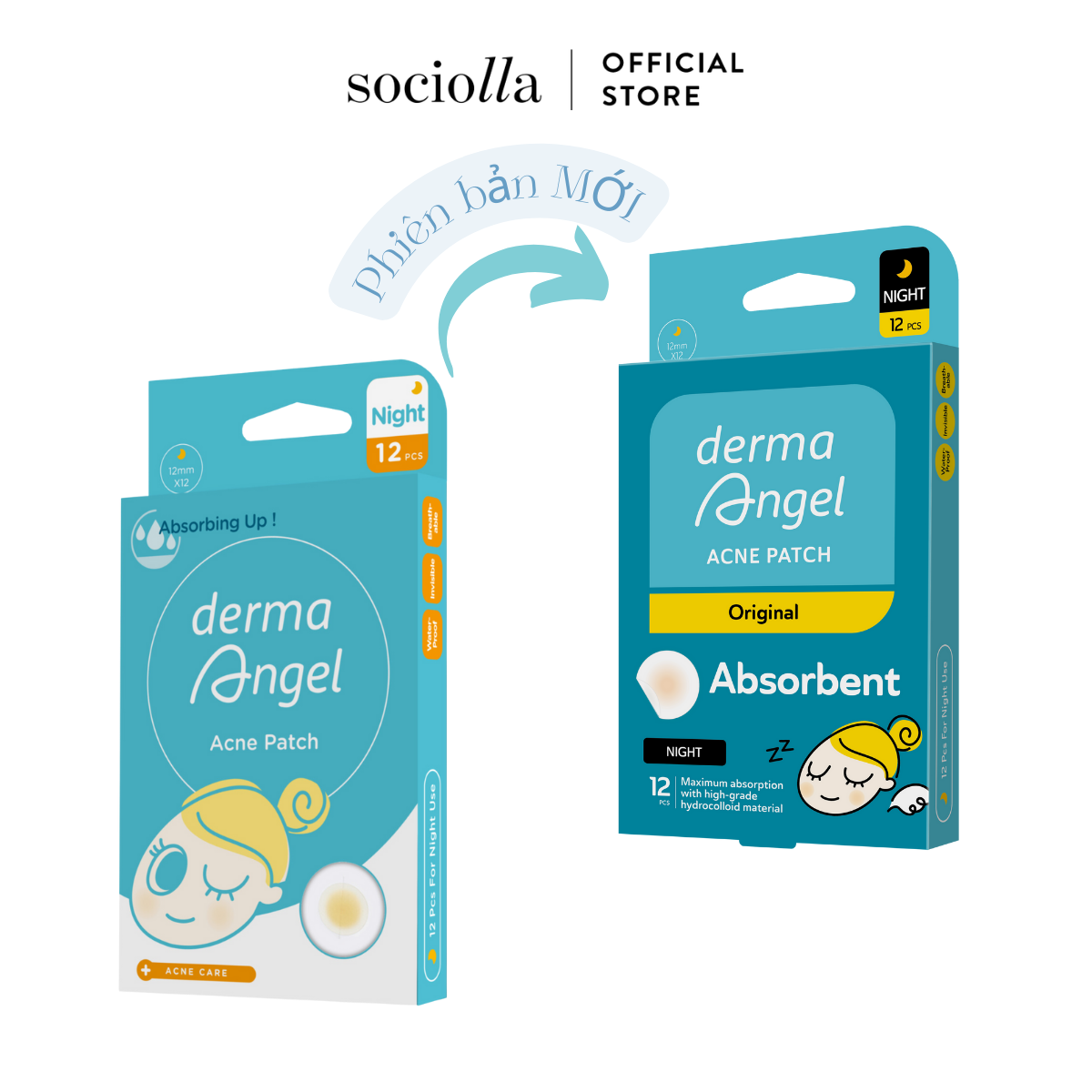 Miếng Dán Mụn Ban Đêm Derma Angel 12 Miếng